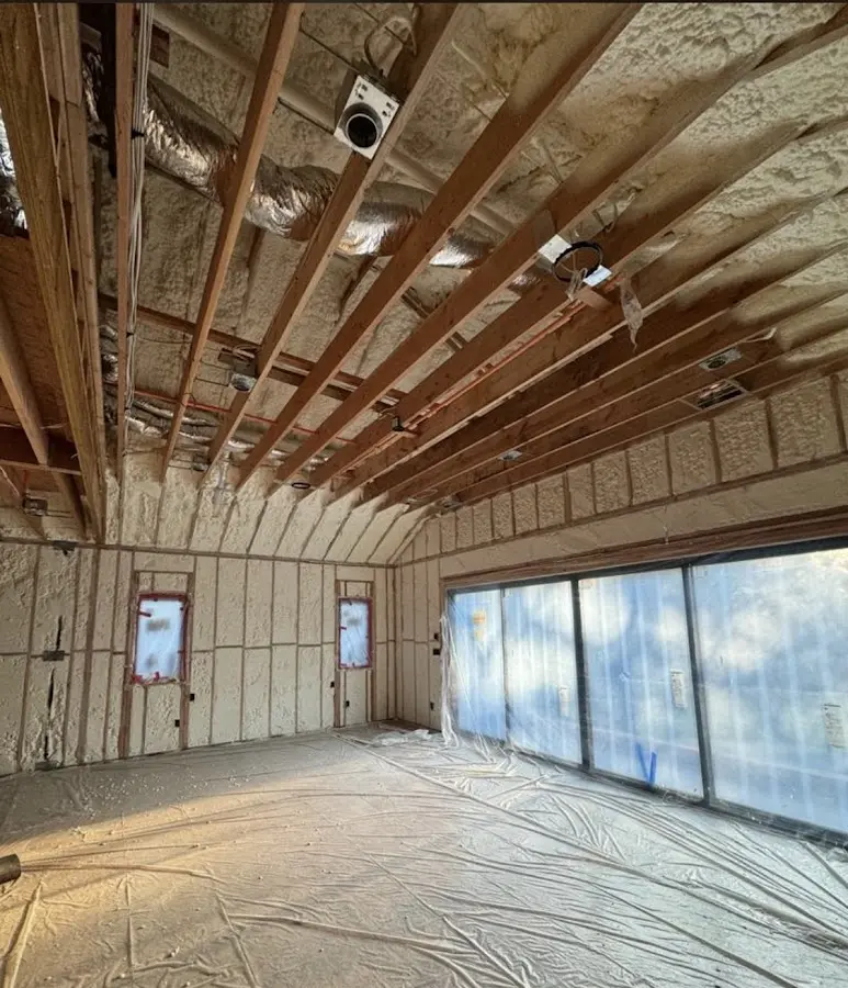 Interior walls and ceiling insulated with spray foam during new construction in McKenzie